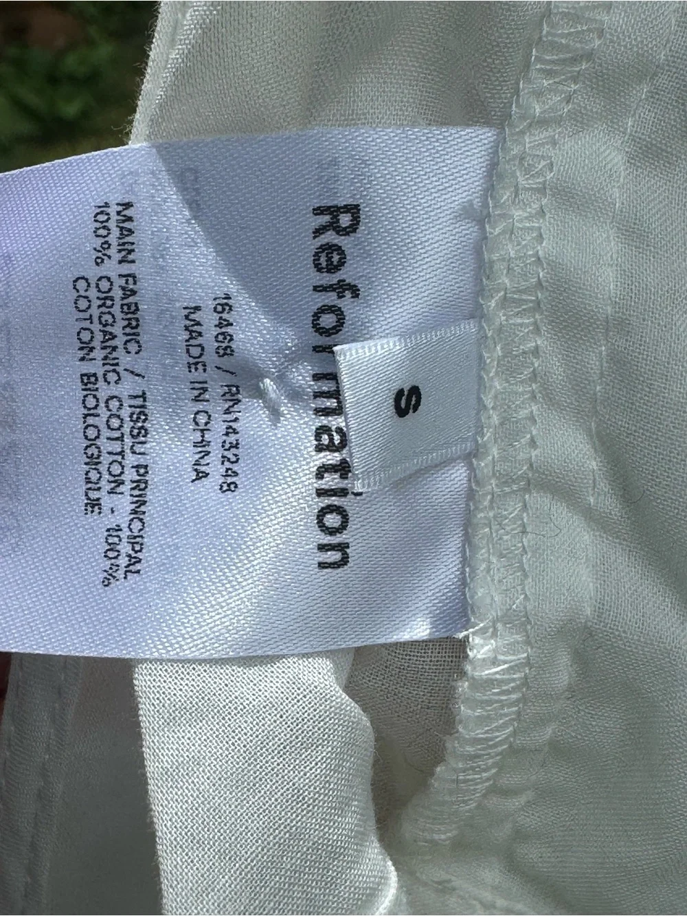 Reformation White High-Neck Long Sleeve   Tie Back Blouse Top Sz S